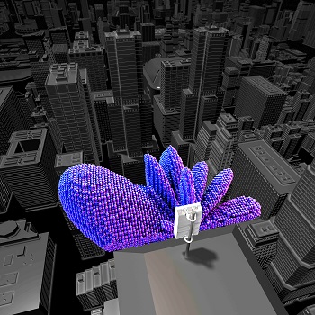 Mobile antenna in city. Illustration.