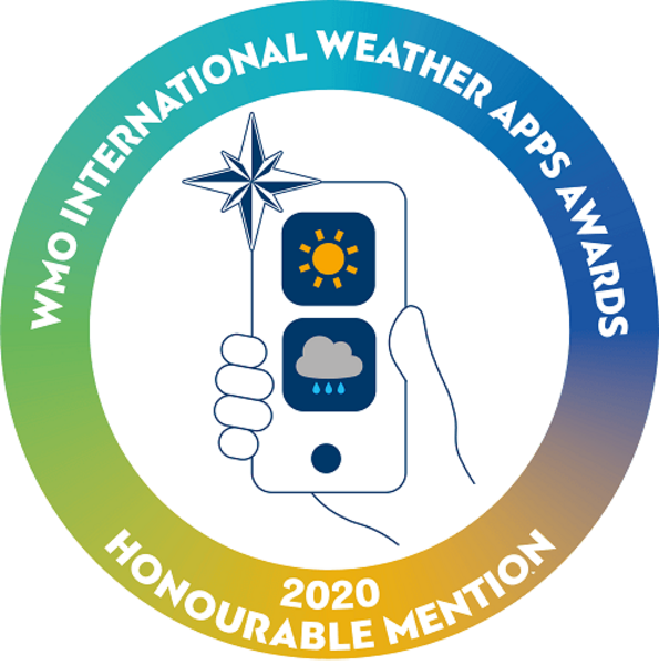 World Meteorological Organization International Weather App Awards' stamp. Photo.