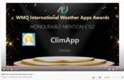 ClimApp wins Honorable Mention Award on the World Meteorological Organization's International Weather Apps Awards ceremony. Photo.