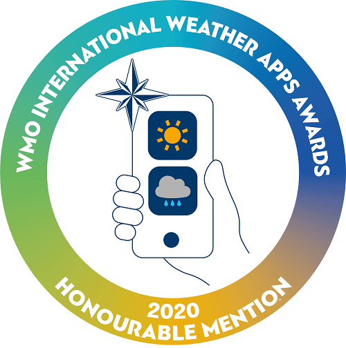 World Meteorological Organization International Weather App Awards' stamp. Photo.