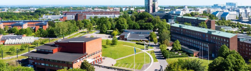 Drone photo of LTH campus in Lund.