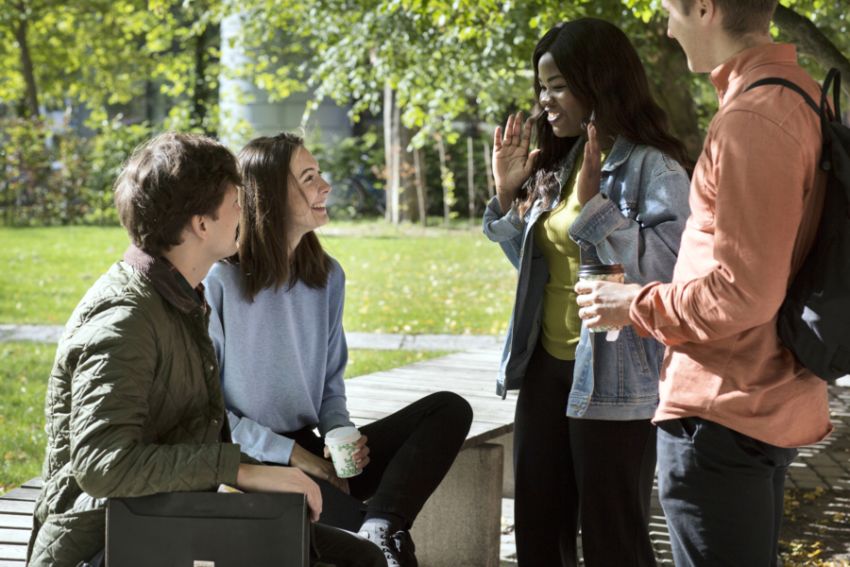 Students on campus. Photo. 