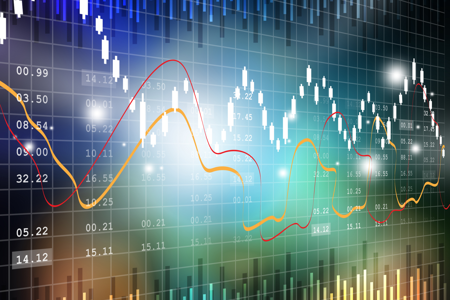 Diagram with illustrative information about stock exchange rates. Photo.