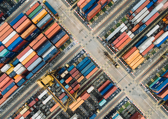 Containers in a harbour.