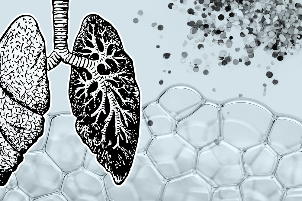 Illustration of lungs och particles.