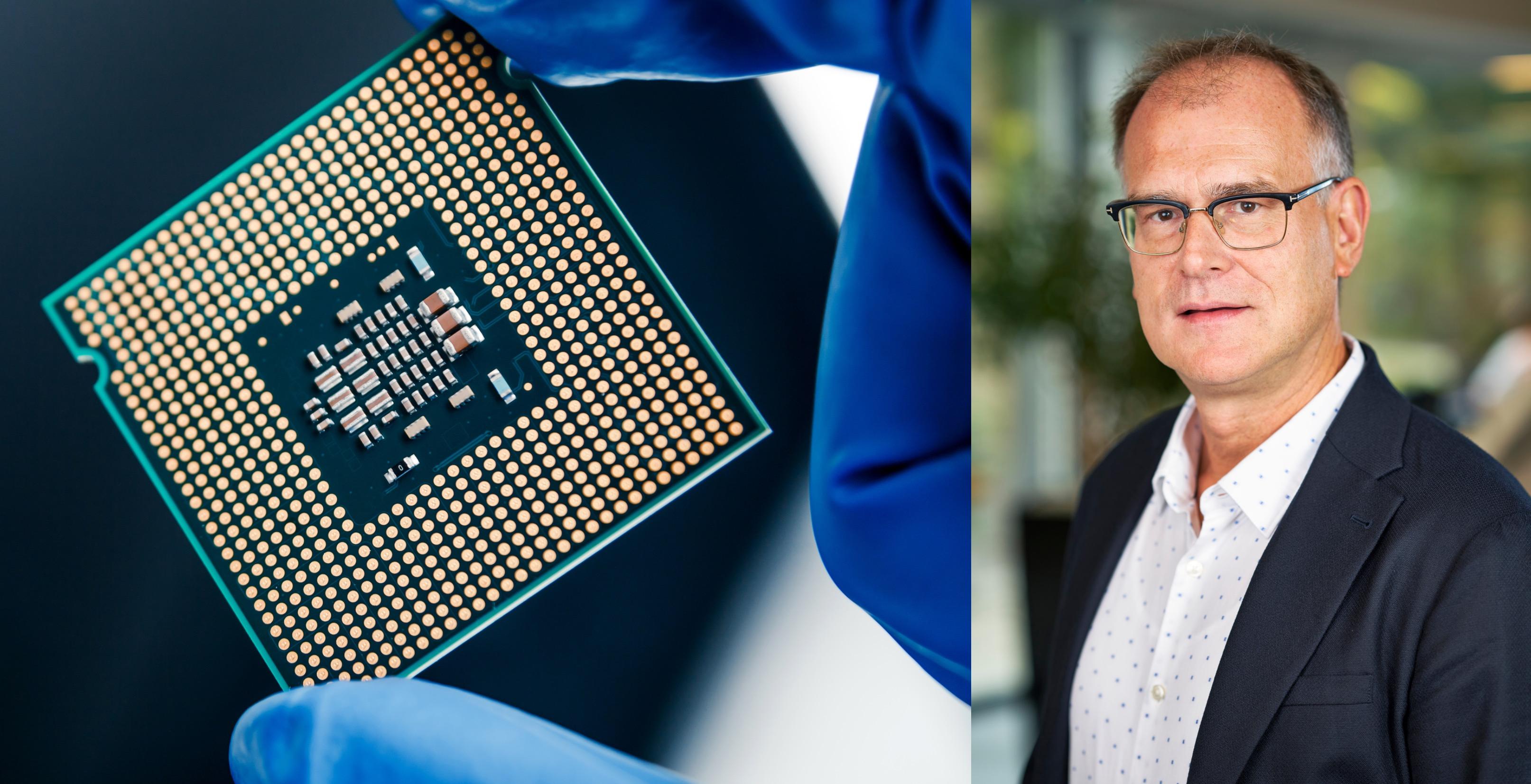 bild på ett chip och på Lars Erik wernersson